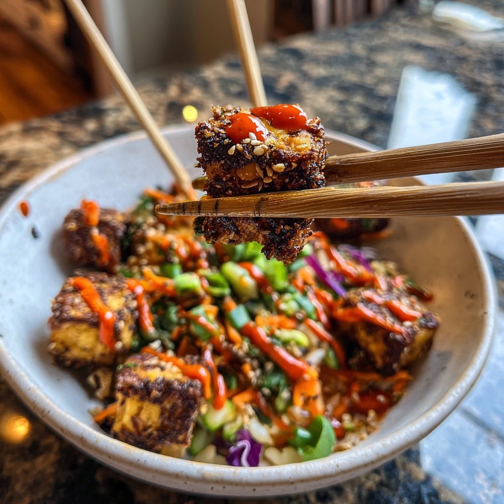 Crispy Tofu Bowls with Chili Sauce