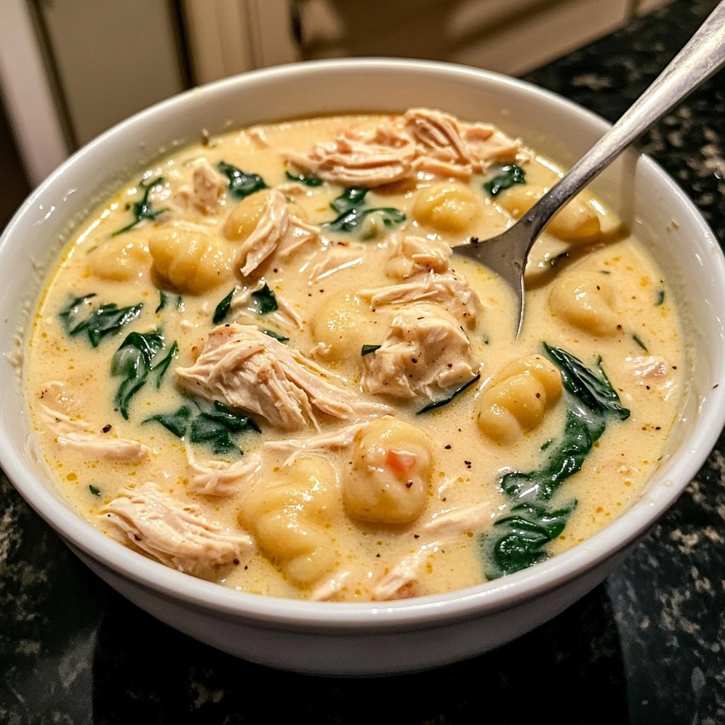 Creamy Crockpot Chicken Gnocchi Soup