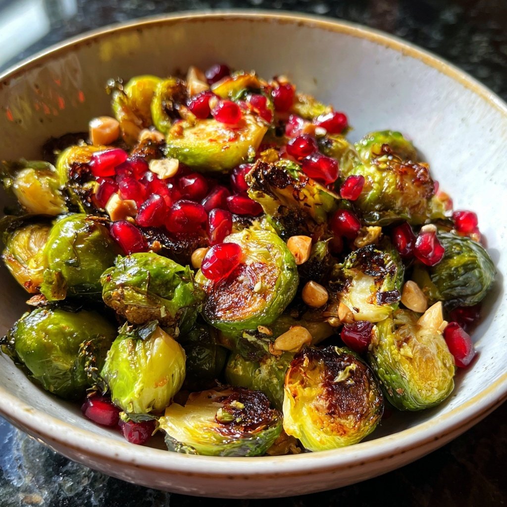 Brussels Sprouts with Pomegranate Hazelnuts