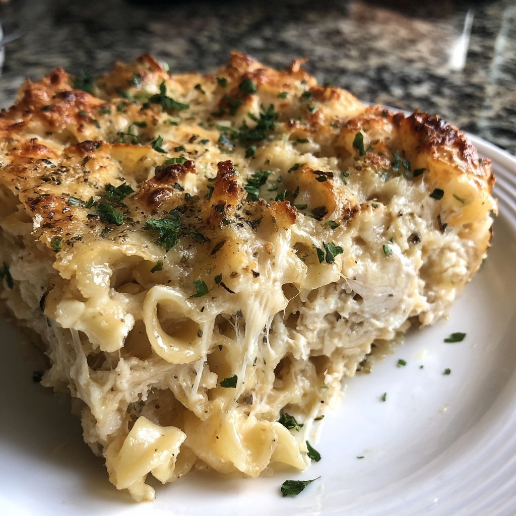 Chicken Alfredo Noodle Bake