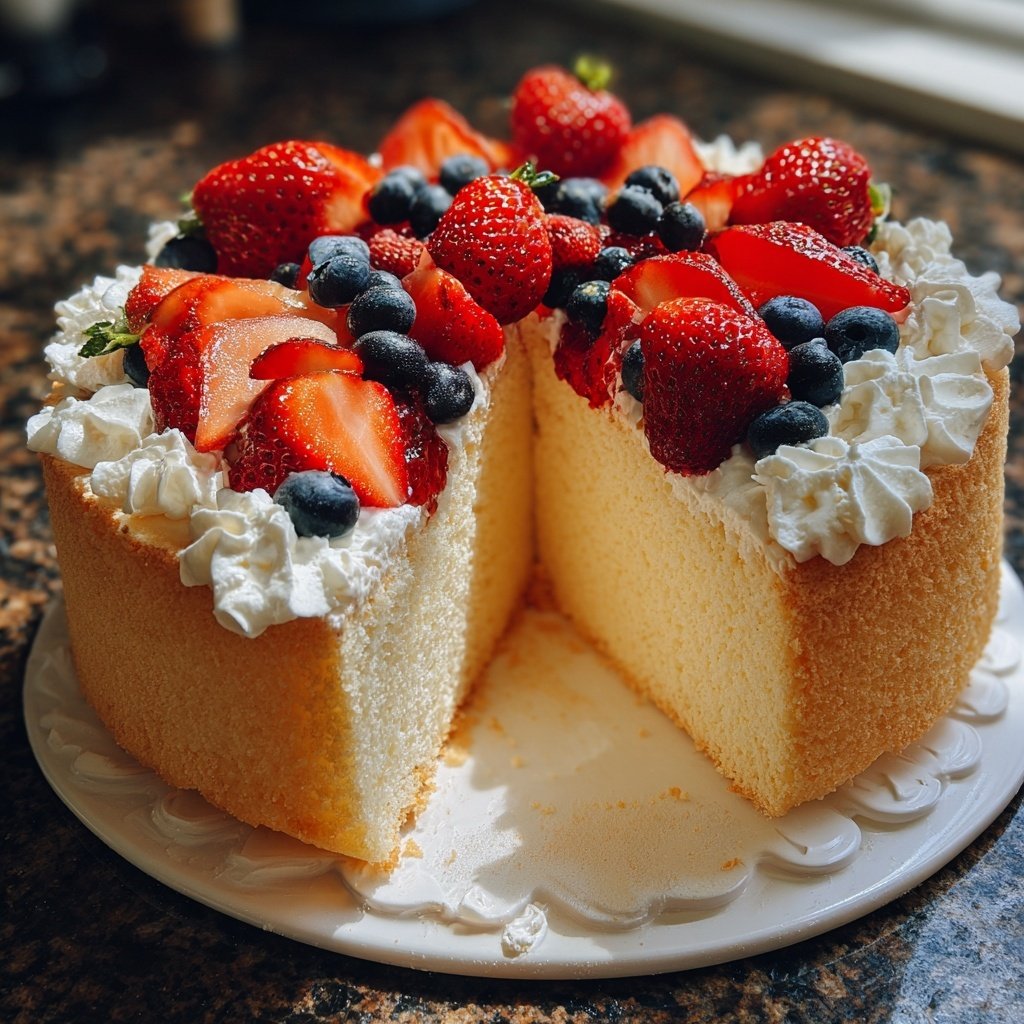 Fluffy Vanilla Sponge Cake with Fresh Berries