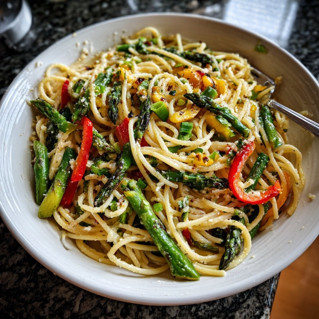 Pasta with Charred Spring Vegetables