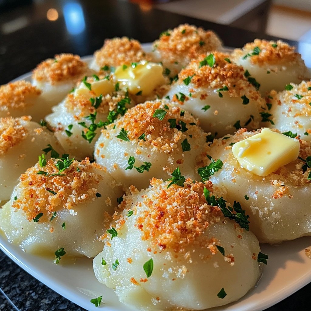 Potato Dumplings with Butter Crumbs and Parsley