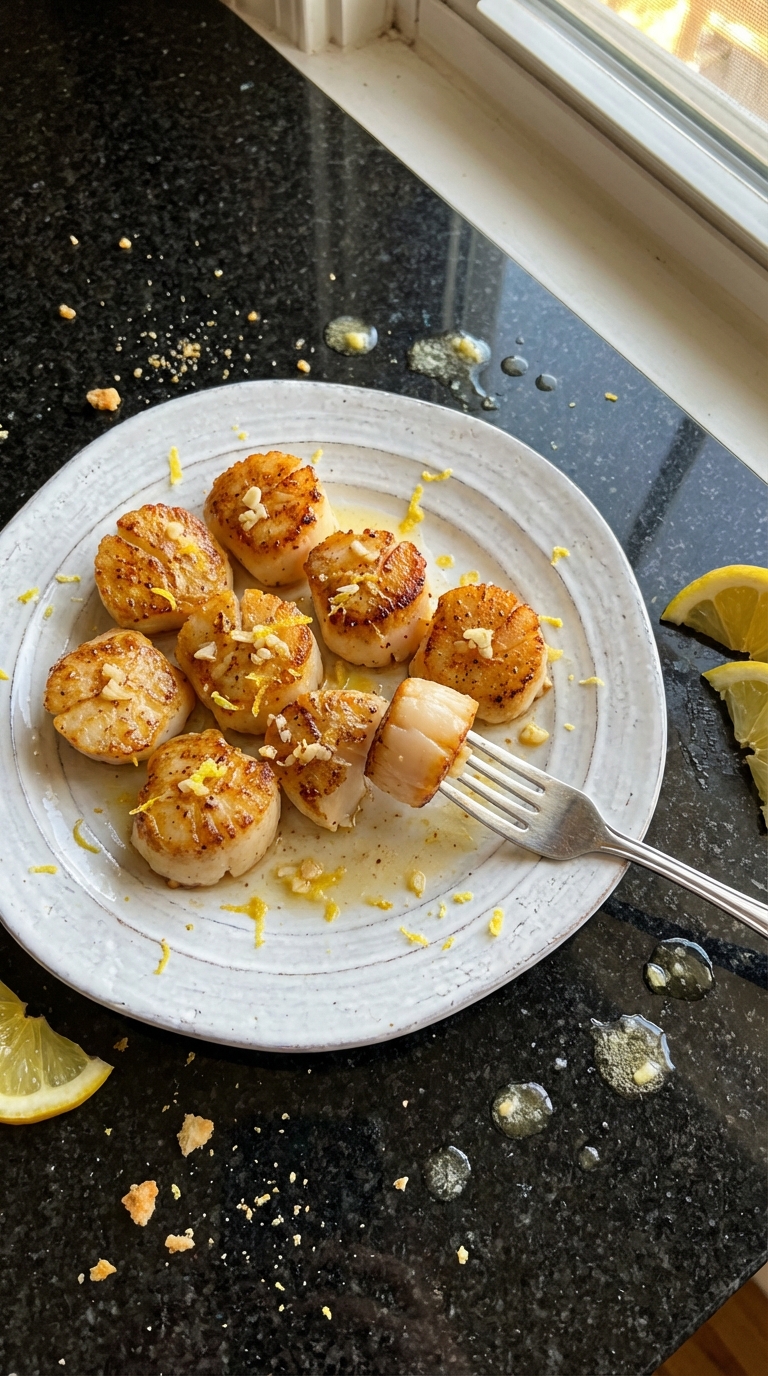 Seared Scallops with Garlic Lemon