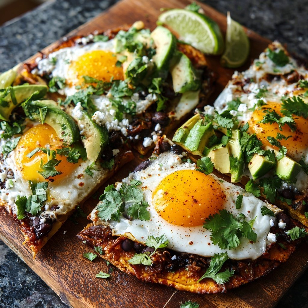 Breakfast Tostadas with Black Beans and Eggs​