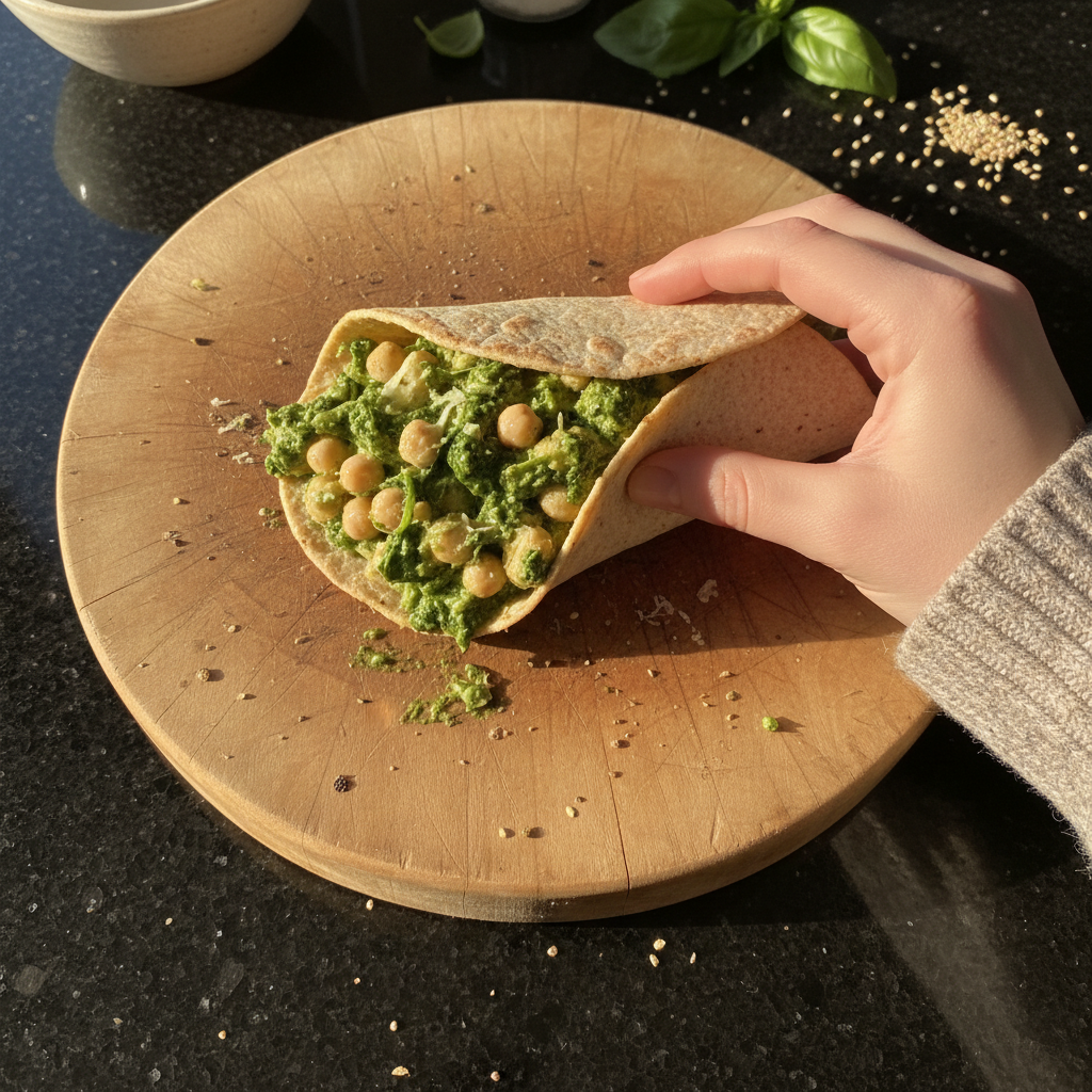Chickpea and Spinach Pesto Wrap