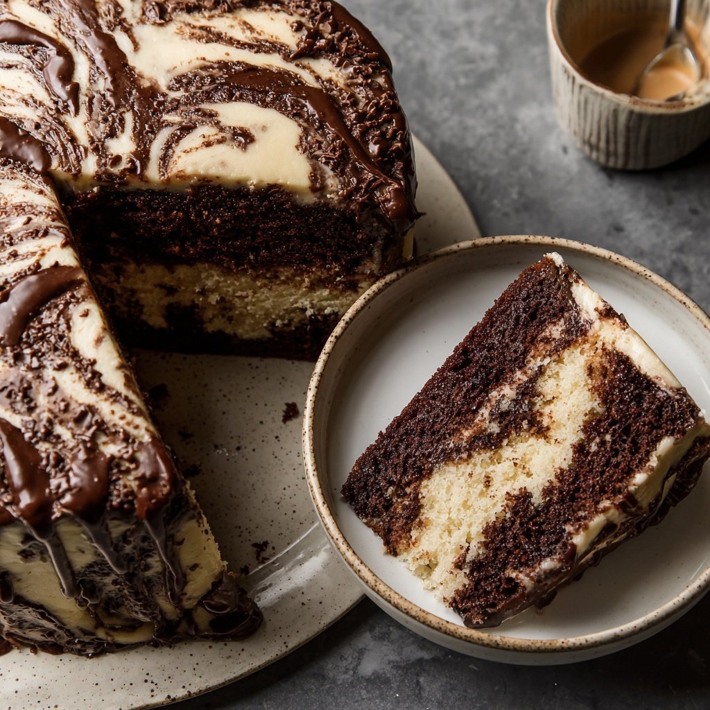 Marbled Vanilla Chocolate Cake
