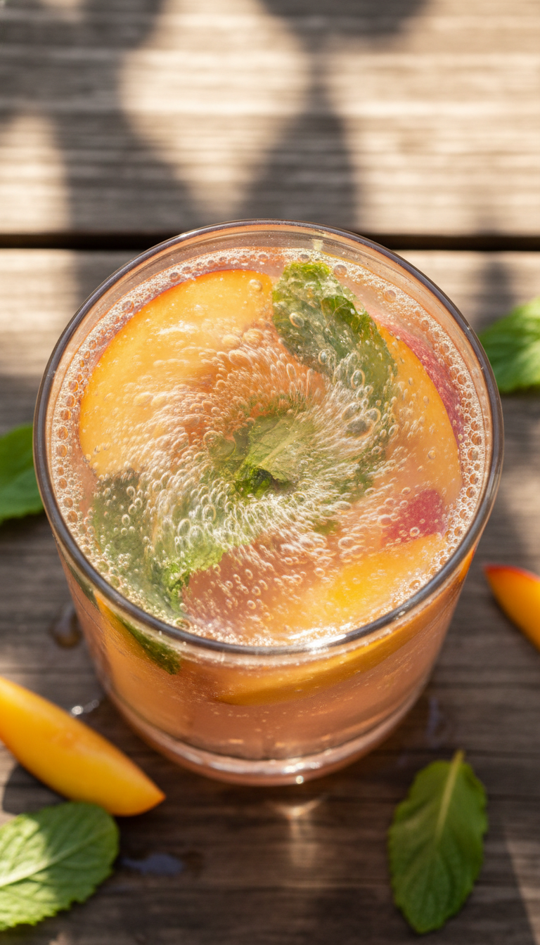 Peach and Mint Sparkler