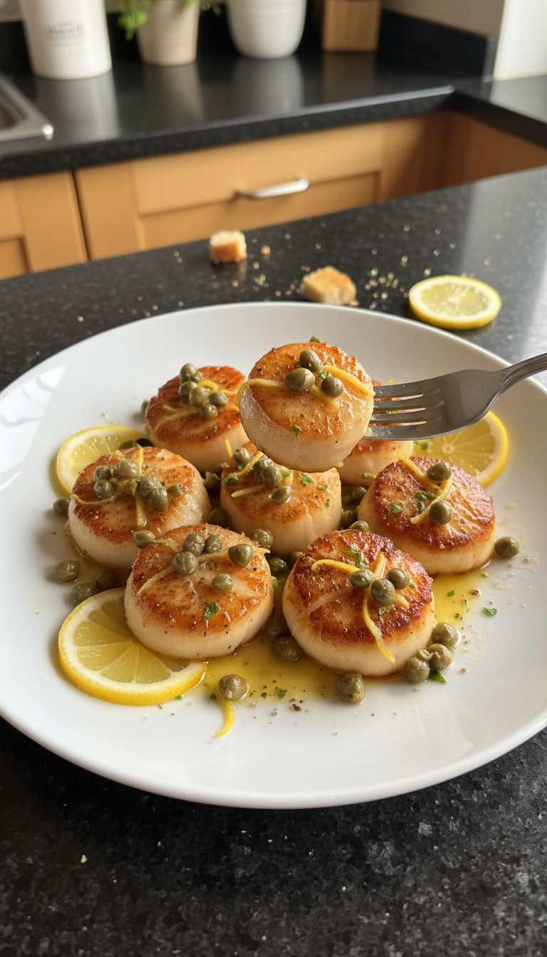 Lemon Capers on Seared Scallops