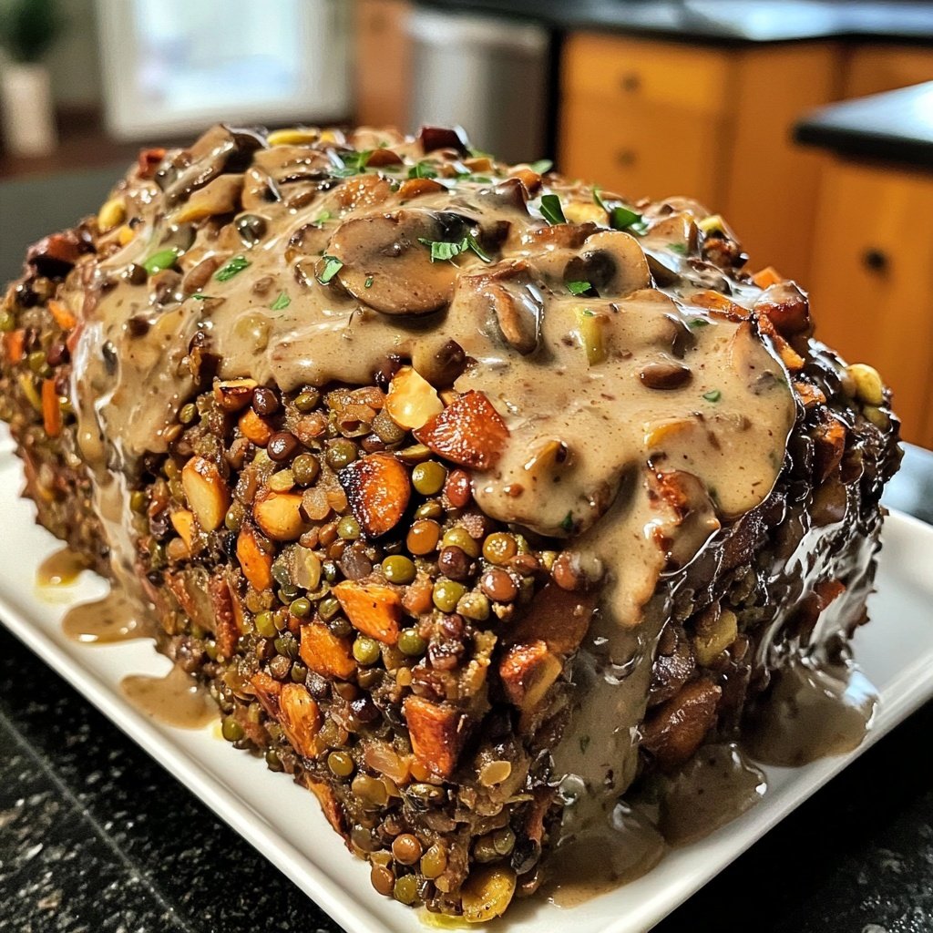 Vegetarian Nut Roast with Mushroom Cream Sauce