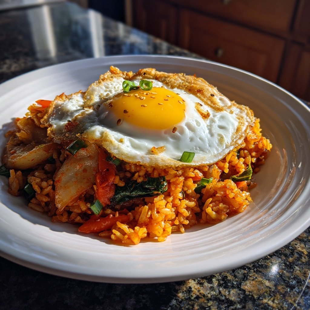 Kimchi Fried Rice with Crispy Egg